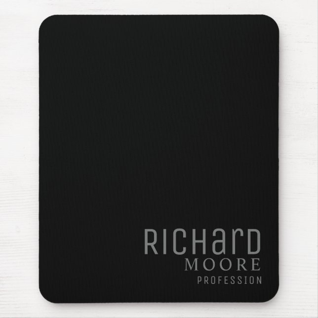 modernes, schlichtes Schwarz mit Monogramm Mousepad (Vorne)