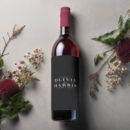 Modernes, schlichtes Schwarz-Weiß-Gastgeschenk Weinetikett