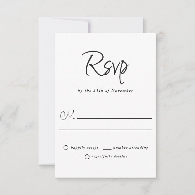 Modernes Schlichtes und einfaches Lässiges Hochzei RSVP Karte (Vorderseite)