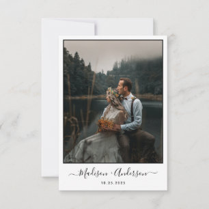 Modernes Schlichtes Weiß mit zwei Foto Hochzeit Dankeskarte