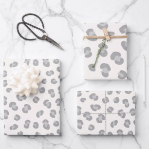 Modernes Schneeleopard-Muster Geschenkpapier Set