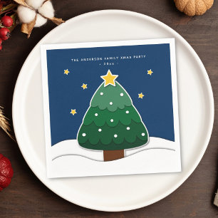 Modernes, schneesicheres Weihnachtsbaum-Party Serviette