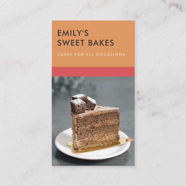 MODERNES, SCHÖNES ROTES ORANGE BAKERY KOCH FOTO VISITENKARTE (Vorderseite)