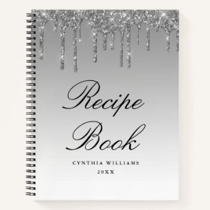 modernes Schrift Silber Glitter Rezeptbuch Notizbuch