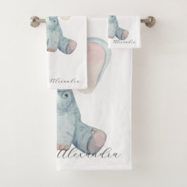 Modernes Schriftzeichen-Monogramm-süße Tier-Elefan Badhandtuch Set