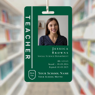 Modernes Schüler/Lehrer Grün-Foto-Schul-Logo Ausweis