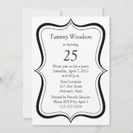 Modernes Schwarz-25. Geburtstags-Party Einladung
