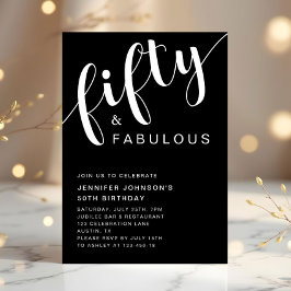 Modernes Schwarz 50 und fabelhaft 50. Geburtstag Einladung