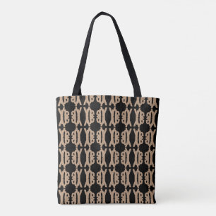 Modernes Schwarz-Beige-Formmuster Tasche
