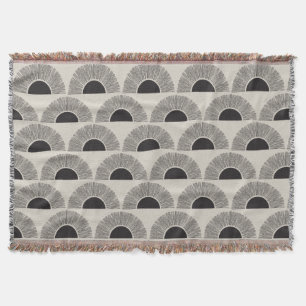 Modernes Schwarz & Beige Sunset Abstrakt Art Muste Decke