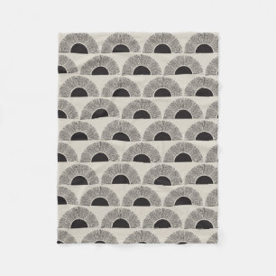 Modernes Schwarz & Beige Sunset Abstrakt Art Muste Fleecedecke