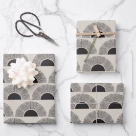 Modernes Schwarz & Beige Sunset Abstrakt Art Muste Geschenkpapier Set