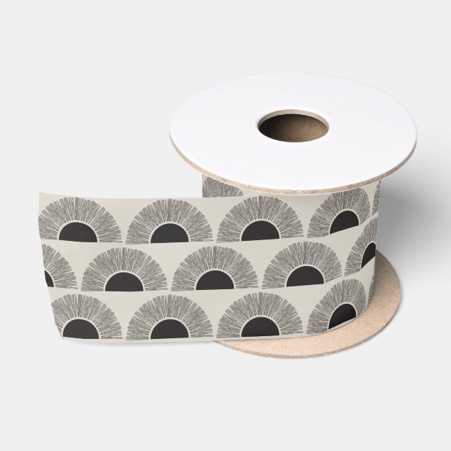 Modernes Schwarz & Beige Sunset Abstrakt Art Muste Satinband (Spule)