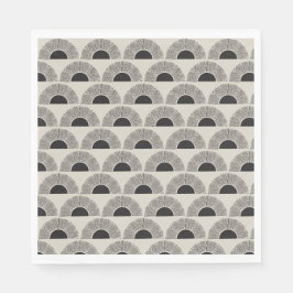 Modernes Schwarz & Beige Sunset Abstrakt Art Muste Serviette