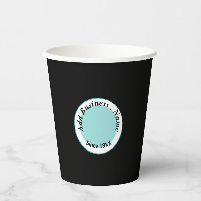 Modernes Schwarz/Blau Beruflich Pappbecher (Vorderseite)