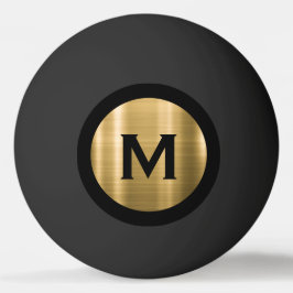 Modernes Schwarz-Bürstengold-Klassisches Monogramm Tischtennisball