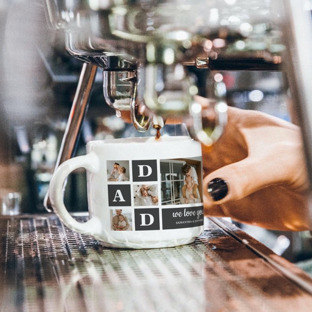 Modernes Schwarz | Collage Foto | Vater Bestes Ges Espressotasse (Von Creator hochgeladen)