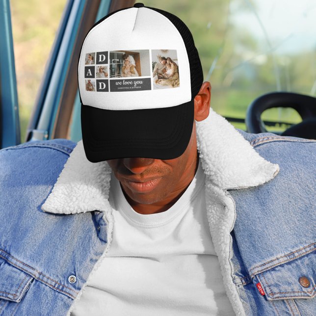 Modernes Schwarz | Collage Foto | Vater Bestes Ges Truckerkappe (Von Creator hochgeladen)