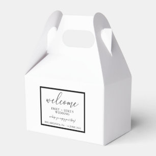 Modernes Schwarz Custom Wedding Welcome Gable Geschenkschachtel