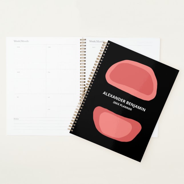Modernes Schwarz Elegant Rosa Stilvoll personalisi Planer (Anzeige)