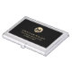 Modernes, schwarz gebürstetes Metallic-Gold-Monogr Visitenkarten Dose (Vorderseite)