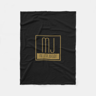 Modernes Schwarz-Gold-Anfangsmonogramm Fleecedecke