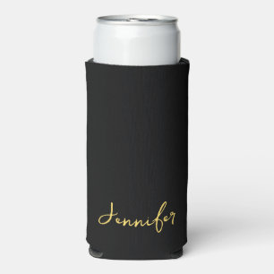 Modernes Schwarz-Gold-Chic-Script Personalisiert Selters Dosenkühler