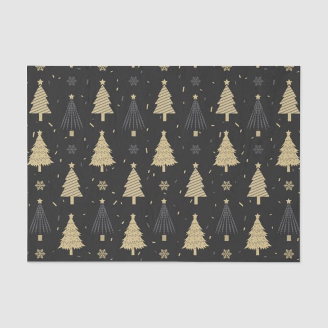Modernes Schwarz & Gold Elegantes Weihnachtsbaummu Seidenpapier (Vorderseite)