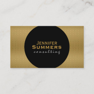 Modernes Schwarz & Gold Geometrisches Muster 2d Visitenkarte