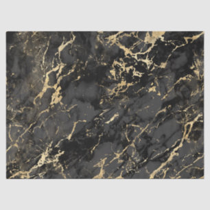 Modernes Schwarz-Gold-Marmor-Muster Seidenpapier