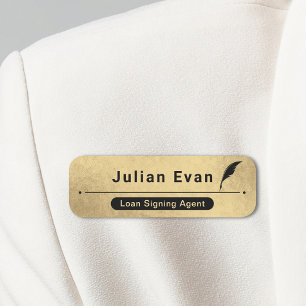 Modernes Schwarz-Gold-Notar-Symbol Namensschild