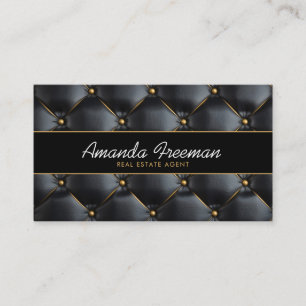 Modernes Schwarz-Gold-Polsterung Textur Real Anwes Visitenkarte