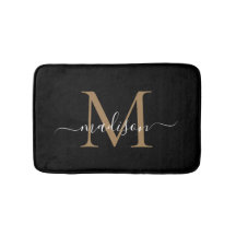 Modernes Schwarz-Gold-White-Monogram-Skript-Elegan