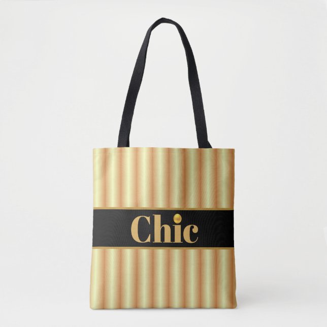 Modernes Schwarz/Golden Strip Tasche (Vorderseite)