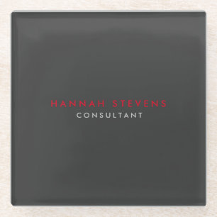 Modernes Schwarz-Grau Beruflich Ihren Namen Glasuntersetzer
