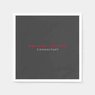 Modernes Schwarz-Grau Beruflich Ihren Namen Serviette