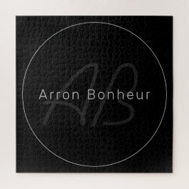 Modernes Schwarz & Grau | Cooler Name und Monogram