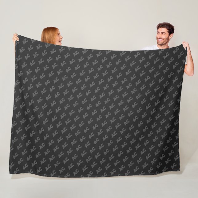 Modernes Schwarz-Grau-Monogramm Fleecedecke (Beispiel)