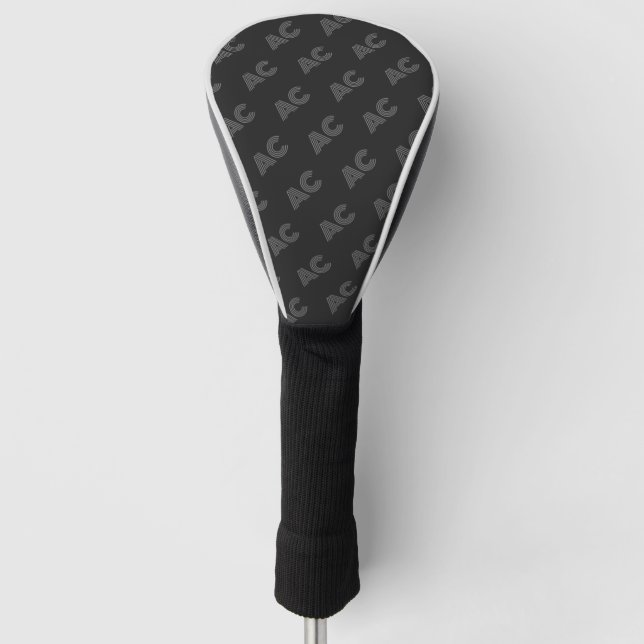 Modernes Schwarz-Grau-Monogramm Golf Headcover (Vorderseite)