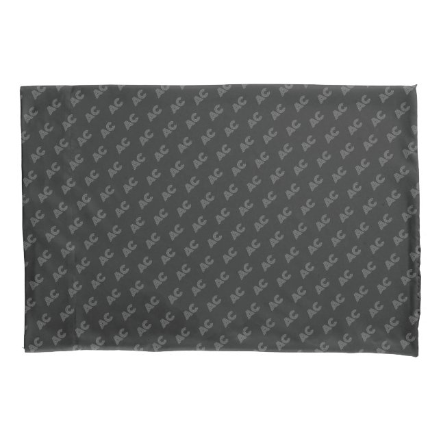 Modernes Schwarz-Grau-Monogramm Kissenbezug (Vorderseite)