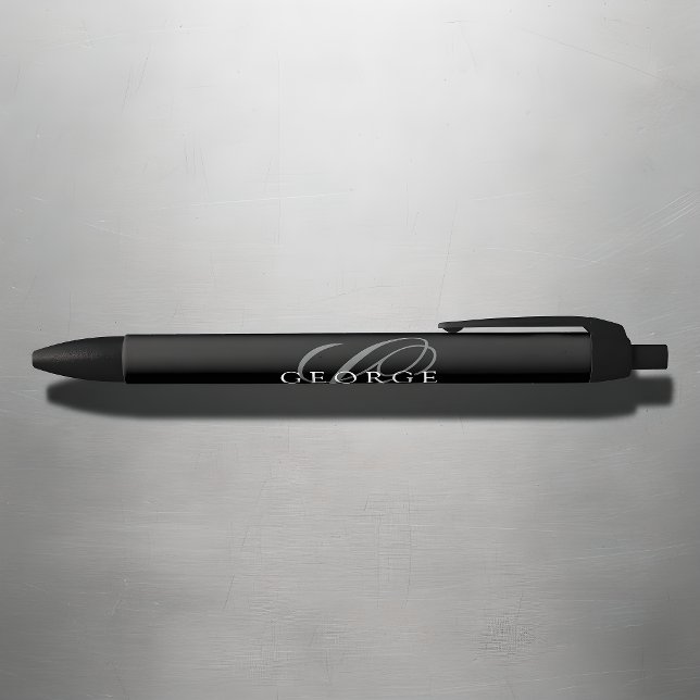 Modernes Schwarz-Grau-Monogramm Kugelschreiber (Von Creator hochgeladen)