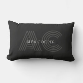 Modernes Schwarz-Grau-Monogramm Lendenkissen