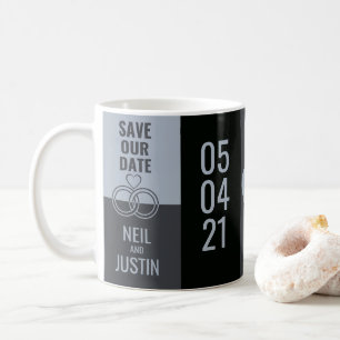 Modernes Schwarz & Grau Save the Date Kaffeetasse