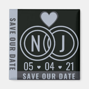 Modernes Schwarz & Grau Save the Date Magnet