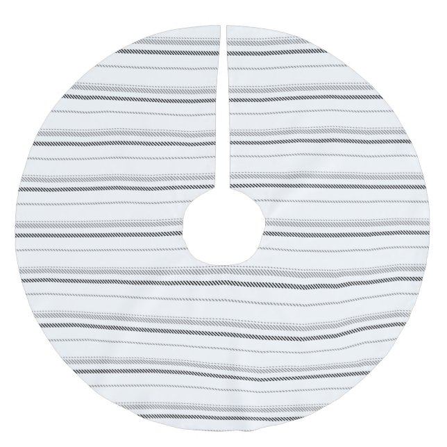 Modernes schwarz-grauweißes grafisches Streifenmus Polyester Weihnachtsbaumdecke (Vorderseite)