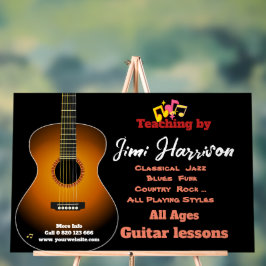 Modernes Schwarz Horz Gitarre Schule Akryllisches Acrylschild