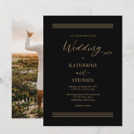 Modernes Schwarz | Minimalistische Hochzeit aus an Einladung