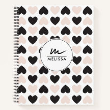 Modernes Schwarz-Rosa-Liebe-Herz-Monogramm