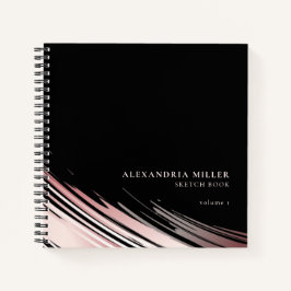 Modernes Schwarz/Rosa Personalisiertes Sketchbuch Notizbuch