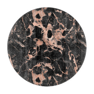 Modernes Schwarz-Rose-Gold-Marmormuster Schneidebrett